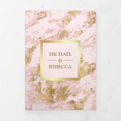 Rosa Imitate Gold Foil Foto Hochzeit Dreifach Gefaltete Einladung (Cover)