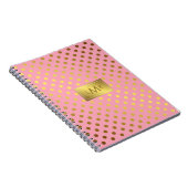 Rosa Imitate Gold Foil Polka Dots Mit Monogramm Notizblock (Rechte Seite)
