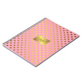 Rosa Imitate Gold Foil Polka Dots Mit Monogramm Notizblock (Linke Seite)