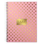 Rosa Imitate Gold Foil Polka Dots Mit Monogramm Notizblock (Vorderseite)