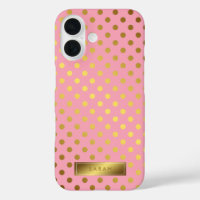 Rosa Imitate Gold Foil Polka Dots Muster