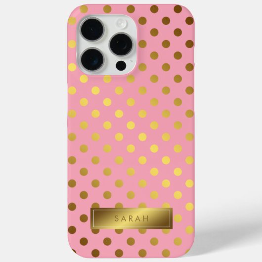 Rosa Imitate Gold Foil Polka Dots Muster Case-Mate iPhone Hülle (Rückseite)