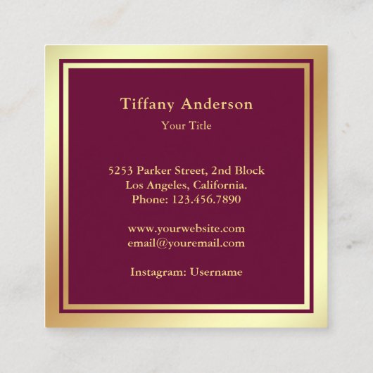 Rosa Imitate Goldene Forelle hausgemachte Backware Quadratische Visitenkarte (Rückseite)