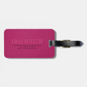 Rosa Imitate Leather Look Monogram Gepäckanhänger (Rückseite horizontal)