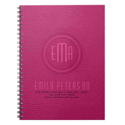 Rosa Imitate Leather Look Monogram Notizblock (Vorderseite)