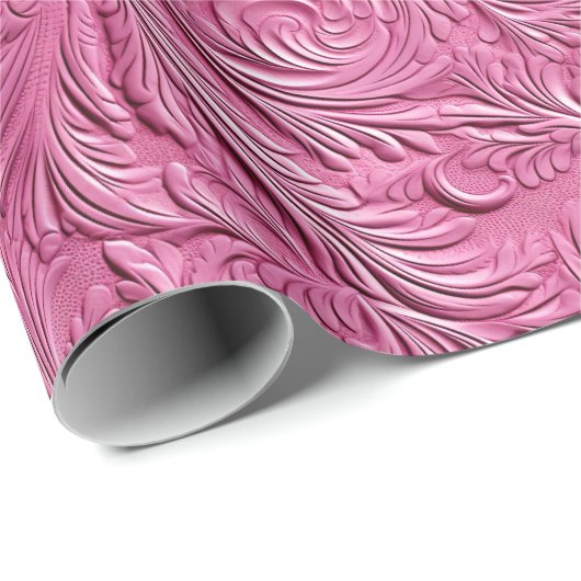 Rosa Imitate Leder Geschenkpapier (Rolleneckpunkt)