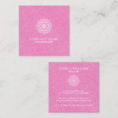 Rosa Imitate Linen & White Mandala Quadratische Visitenkarte (Vorne/Hinten)