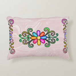 Rosa Imitate Marmor & Doodles Dekokissen