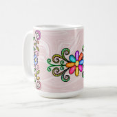 Rosa Imitate Marmor & Doodles Kaffeetasse (Vorderseite Links)