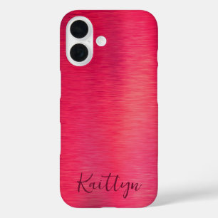 Rosa Imitate Metallische Shimmer Script Personalis iPhone 16 Hülle