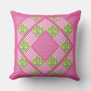 Rosa Imitate Patchwork, Primrosen, Polkas und Ging Kissen