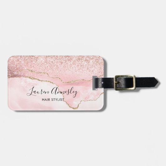 Rosa Imitate Rosa Marbella Agate Personalisiert Gepäckanhänger (Vorderseite horizontal)