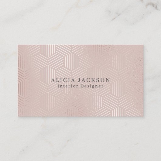 Rosa Imitate Rose Gold Glam Räume Designer Visitenkarte (Vorderseite)