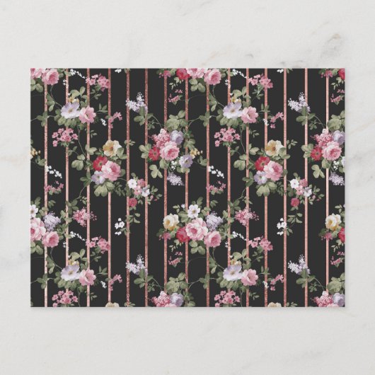 Rosa Imitate Rose Goldstreifen Vintage Rose Postkarte (Vorderseite)