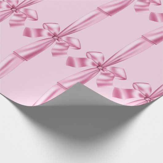 Rosa Imitate Satin Ribbon Bow Wrapping Paper Geschenkpapier (Ecke)