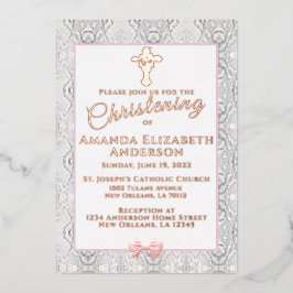 Rosa Imitate überspringen Taufe/Weihnachten Folieneinladung