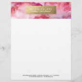 Rosa Imitate Wasserfarben Letterhead Briefbogen (Vorderseite)