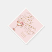 Rosa Imitats Gold Blumenzwiebelsekt Brautparty Serviette (Ecke)