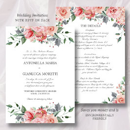 Rosa in einer Hochzeit Einladung mit UAWG