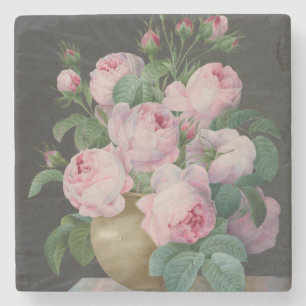 Rosa in einer Vase – Pierre Joseph Redouté Steinuntersetzer