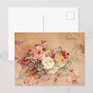 Rosa in Rosa und Gelb  Postkarte