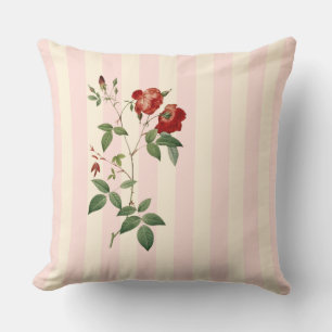 Rosa indica pink & beige strip Throw Kissen