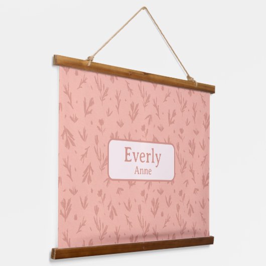 Rosa Individuelle Name Dekoration Kleine Girls Roo Wandteppich Mit Holzrahmen (Gewinkelt)