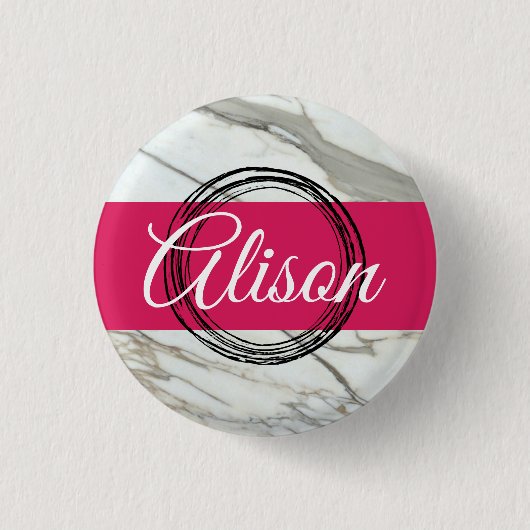 Rosa individuelle Name-Design-Schlüsselanhänger au Button (Vorderseite)