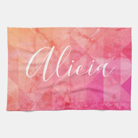 Rosa individuelle Name in Rosa Geschirrtuch (Horizontal)