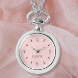 Rosa Individuelle Name mit rosa Farbton Armbanduhr<br><div class="desc">Diese hübsche Halsketten-Uhr verfügt über eine rosafarbene,  rosafarbene,  solide Oberfläche und die Möglichkeit,  einen individuelle Name hinzuzufügen. Klicken Sie auf "Diese Vorlage personalisieren",  um den vorgestellten Beispielnamen zu ändern oder zu entfernen.</div>