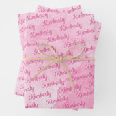 Rosa Individuelle Name Personalisiert Geschenkpapier Set (Beispiel)