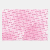Rosa Individuelle Name Personalisiert Geschenkpapier Set (Vorderseite)