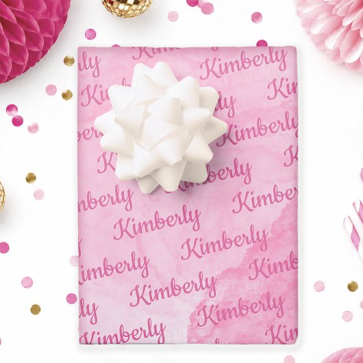 Rosa Individuelle Name Personalisiert Geschenkpapier Set