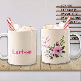 Rosa Individuelle Name und Monogramm Zweifarbige Tasse