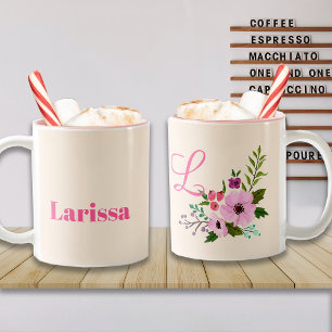 Rosa Individuelle Name und Monogramm Zweifarbige Tasse