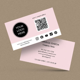 Rosa individuelles Social-Media-QR-Code-Logo Visitenkarte