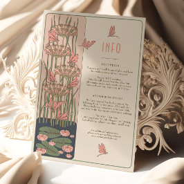 Rosa Info Card Dragonflies Jugendstil Hochzeit Einladung