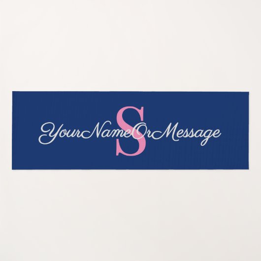 Rosa Initial, eleganter Script Text, Royal Blue Yogamatte (Vorderseite (Horizontal))