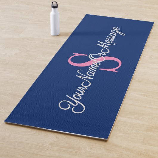 Rosa Initial, eleganter Script Text, Royal Blue Yogamatte (Beispiel)