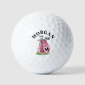 Rosa Initialen Monogramm Golfball (Vorderseite)