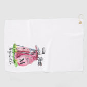 Rosa Initialen Namensmonogramm Golfhandtuch (Horizontal)