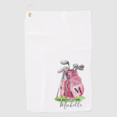 Rosa Initialen Namensmonogramm Golfhandtuch (Vorderseite)