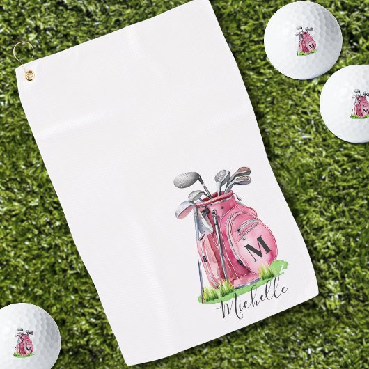 Rosa Initialen Namensmonogramm Golfhandtuch