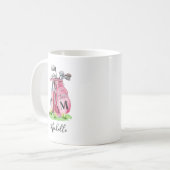 Rosa Initialen Namensmonogramm Kaffeetasse (Vorderseite Links)
