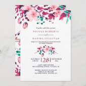 Rosa Inspirations-Blumenhochzeits-Einladung Einladung (Vorne/Hinten)