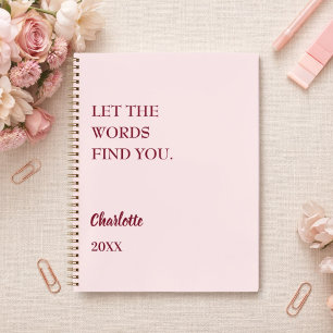 Rosa inspirierendes Zitat schreiben Notizblock