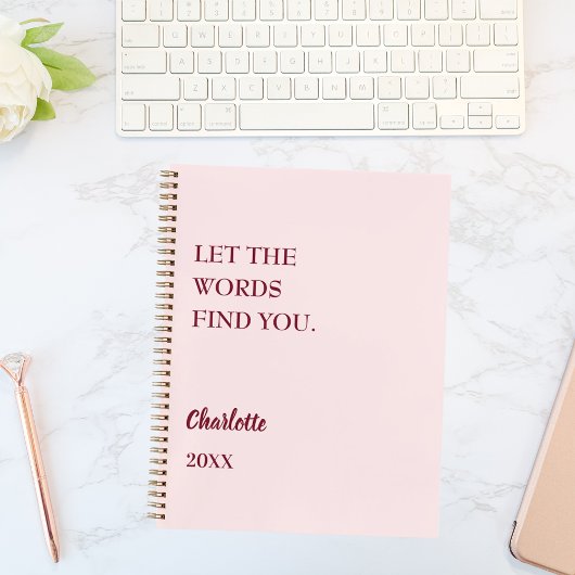 Rosa inspirierendes Zitat schreiben Notizblock