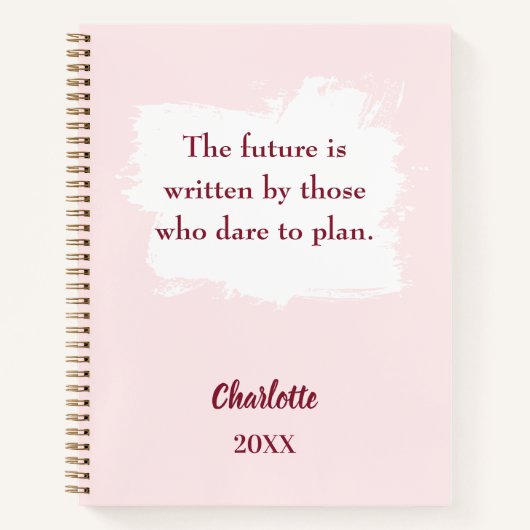 Rosa inspirierendes Zitat schreiben Notizblock (Vorderseite)