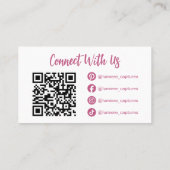Rosa Instagram Style Foto Raster QR Code Visitenkarte (Rückseite)