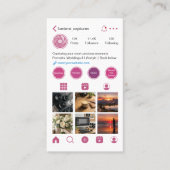 Rosa Instagram Style Foto Raster QR Code Visitenkarte (Vorderseite)